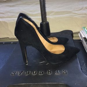 Gently Worn Black Suede Pumps